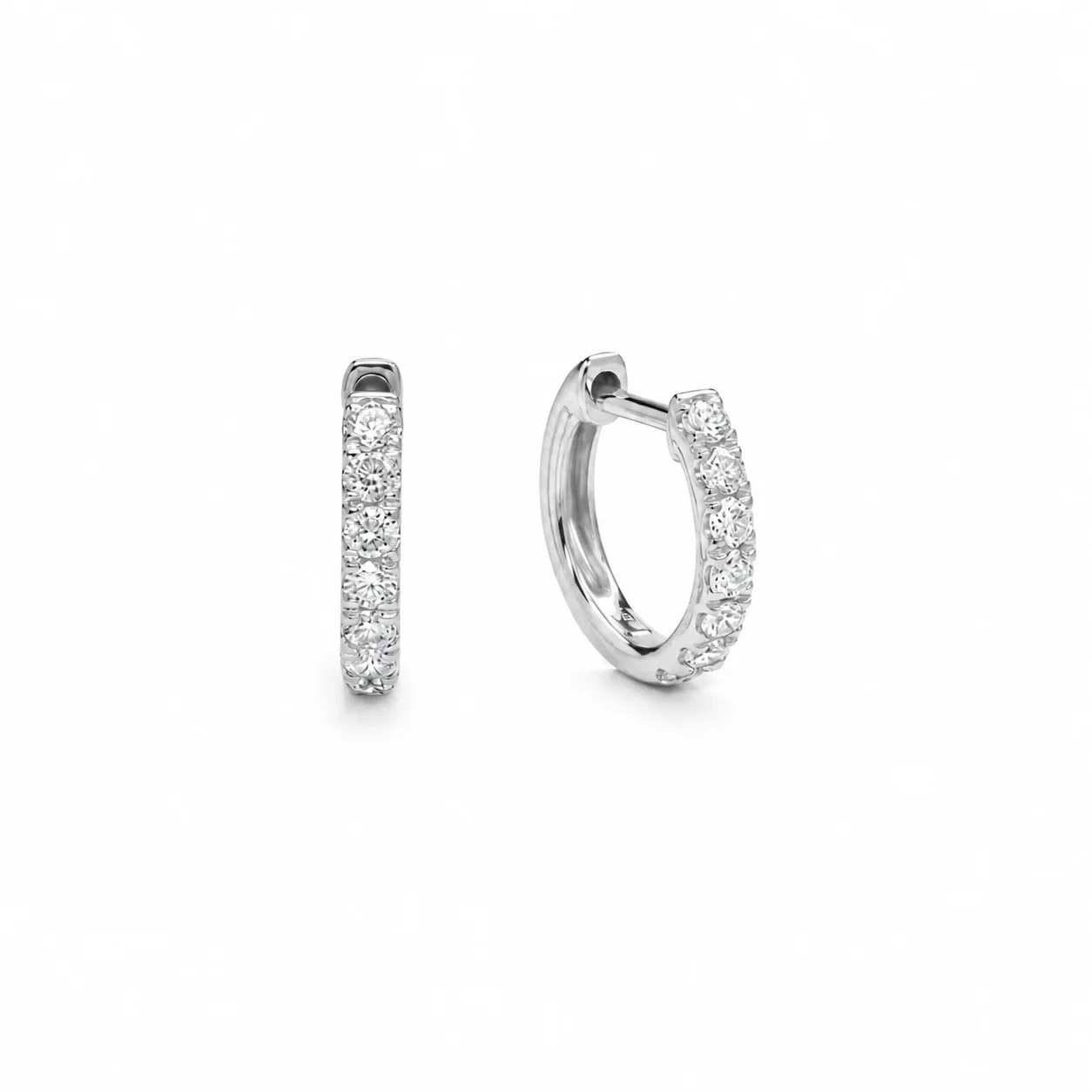 14K Gold Lab Diamond Pave Huggie Hoop -0.30 ct product image 1