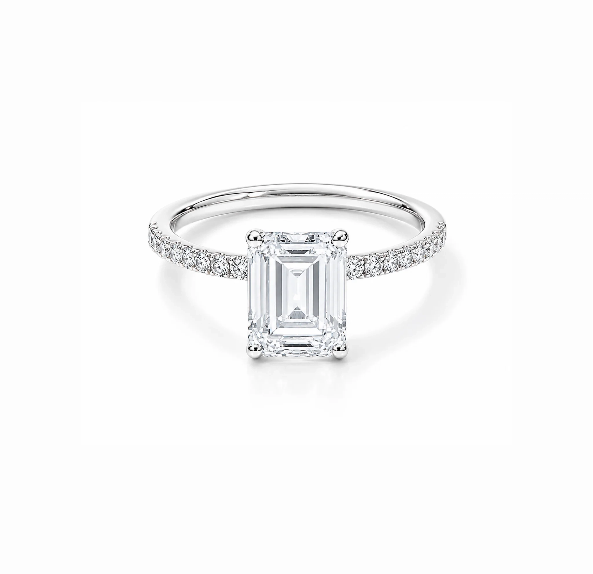 14K Gold Lab Grown Emerald Diamond Petite Pave Engagement Ring - 1.5 ct product image 1