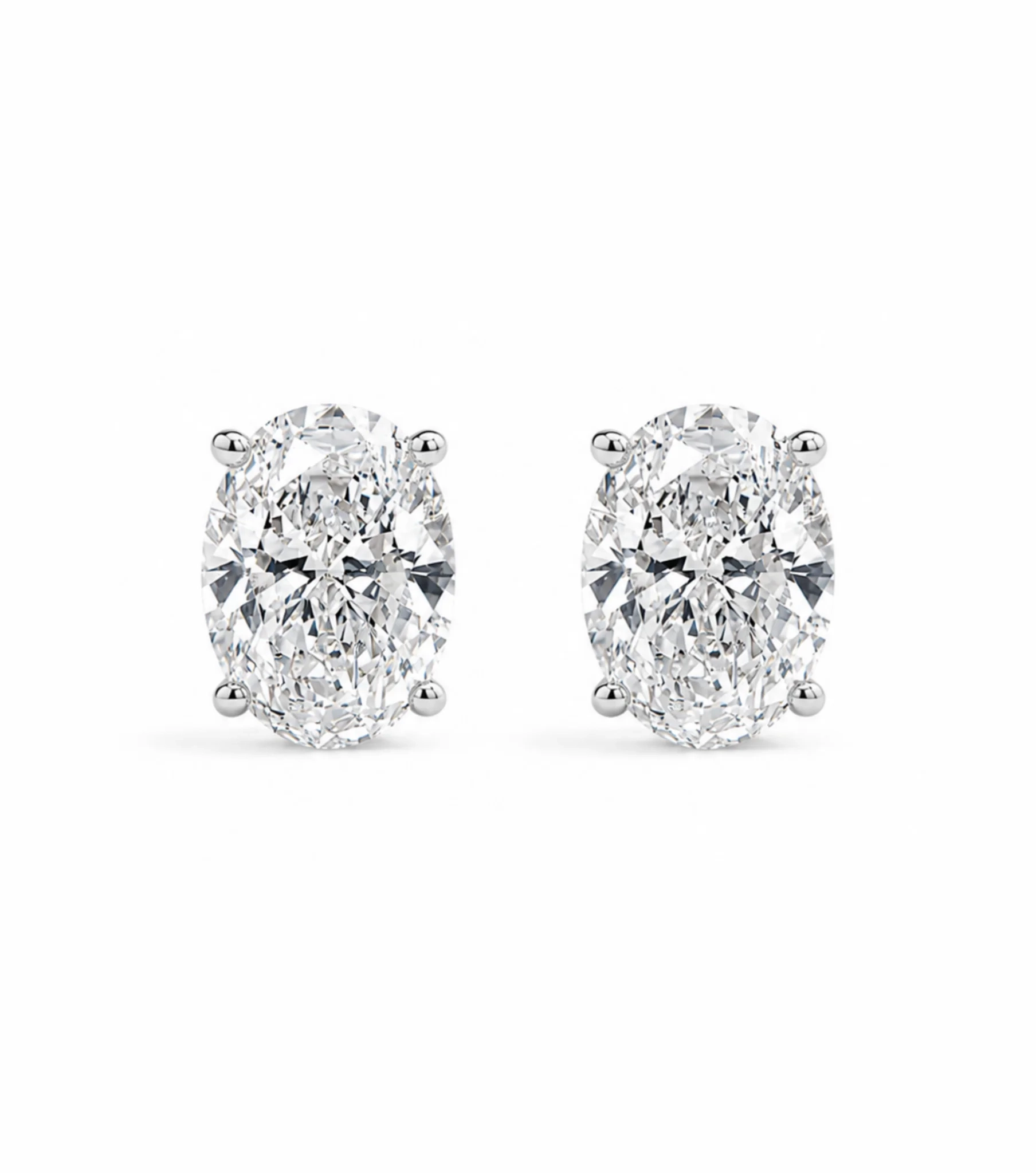 14K Gold Lab Grown Diamond Oval Solitaire Statement bold Studs - 6.0 ct product image 1