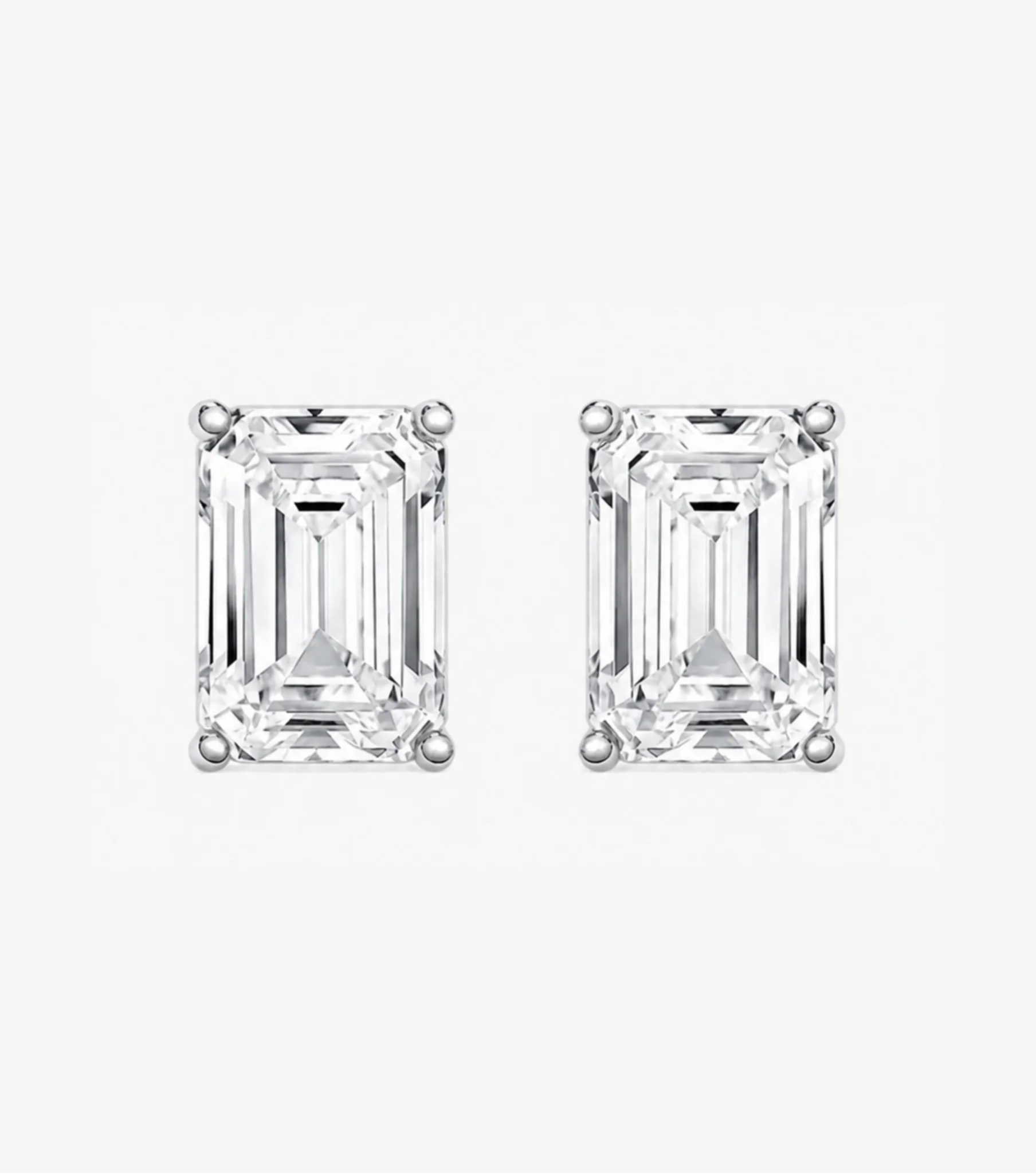 14K Gold Lab Grown Diamond Emerald Solitaire Statement bold Studs - 6.0 ct product image 1