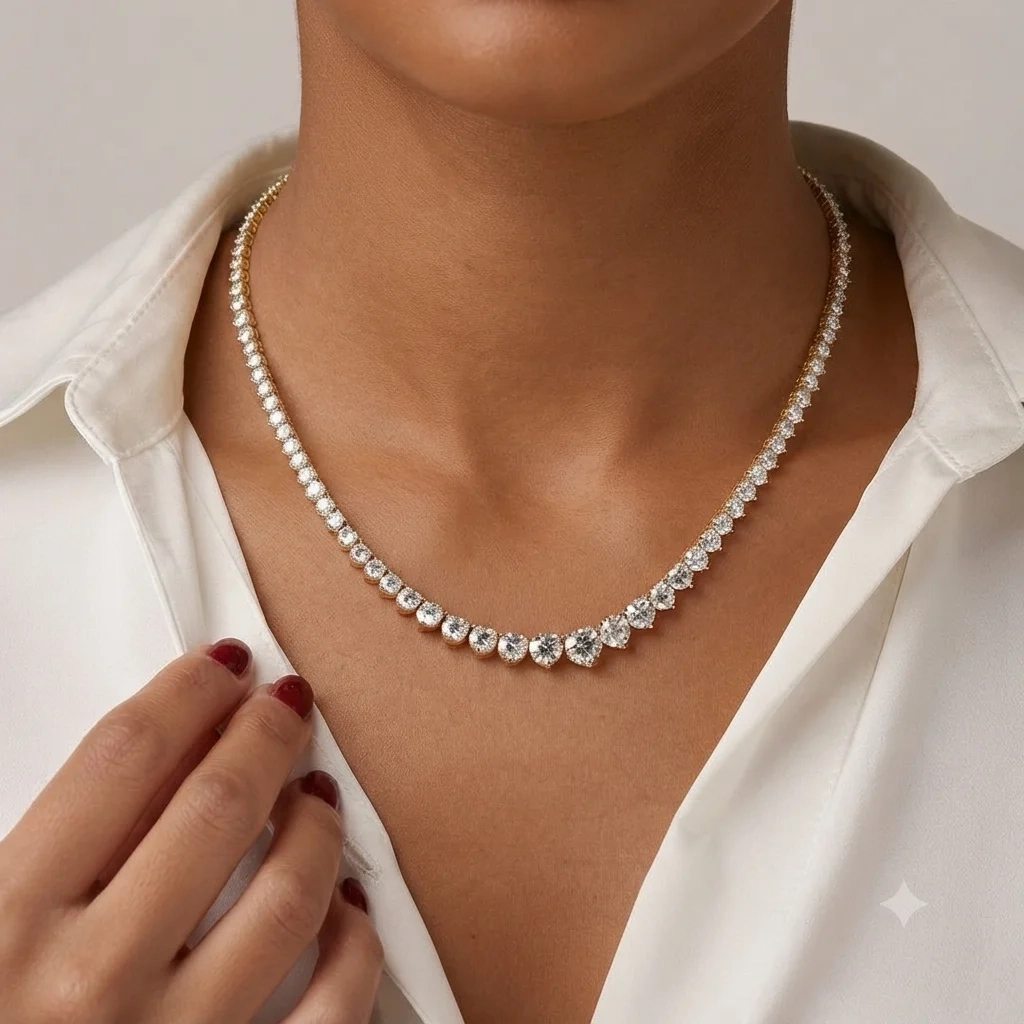 14K Gold Lab Grown Diamond Graduated Tennis Necklace-25 ct product image