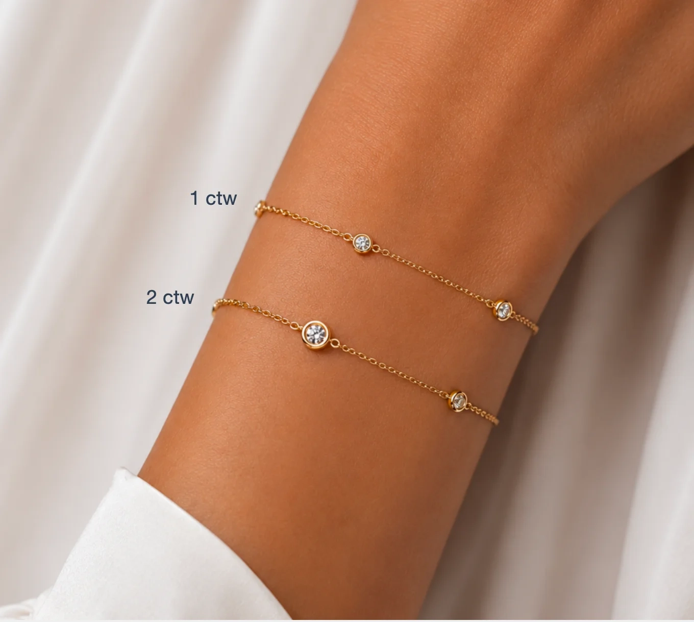 14K Lab Diamond five stone station Bezel Bracelet-1.00 ct thumbnail 4