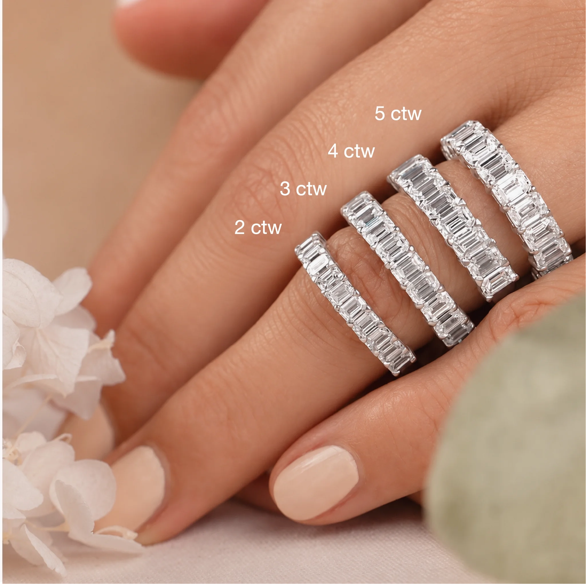 14K Lab Grown Emerald Diamond Eternity Band - 3.0 ct thumbnail 2