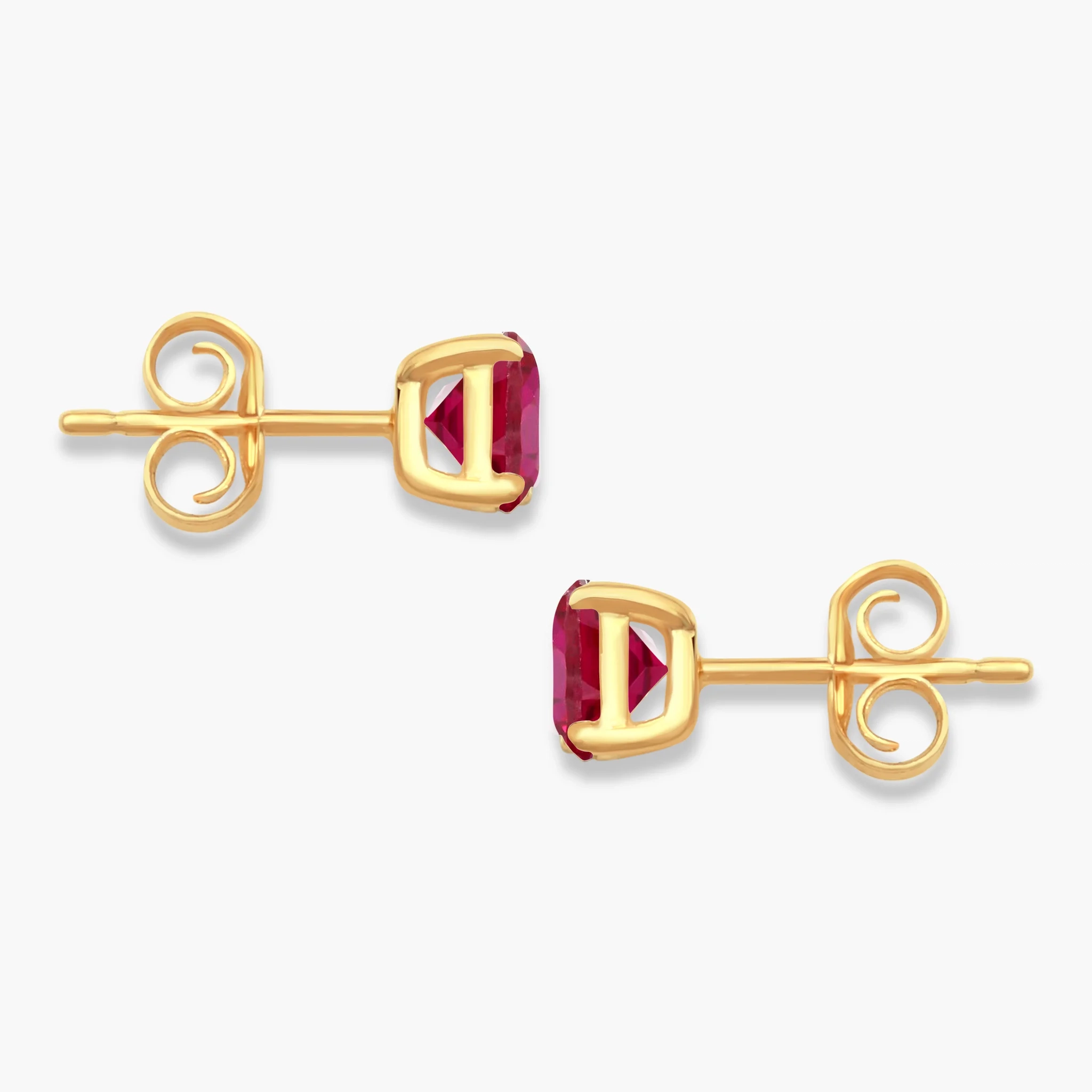 14K Gold LAB Gemstone Solitaire Studs - LAB Created Ruby thumbnail 2
