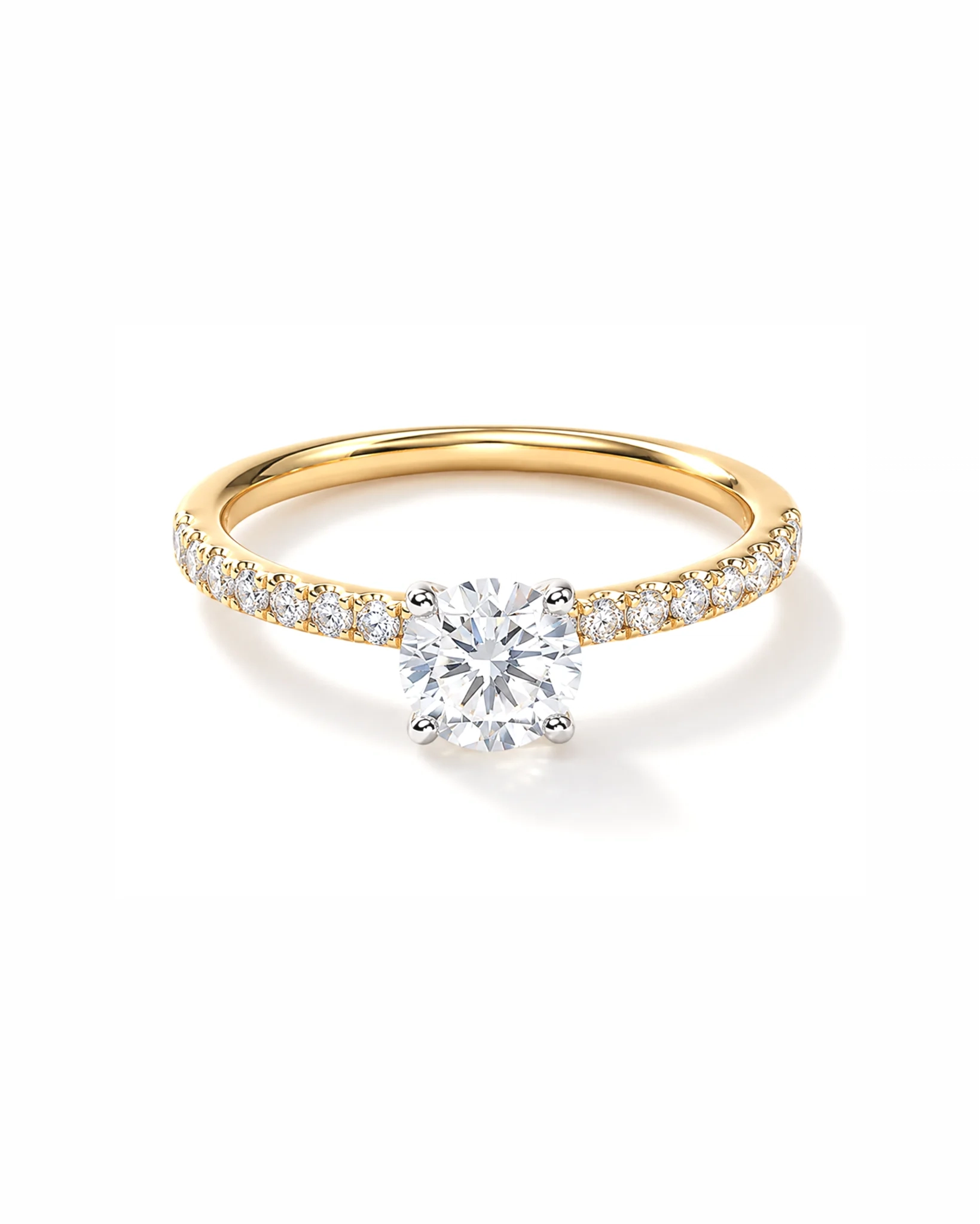 14K Gold Lab Grown Round Diamond Petite Pave Engagement Ring - 1.0 ct product image 1