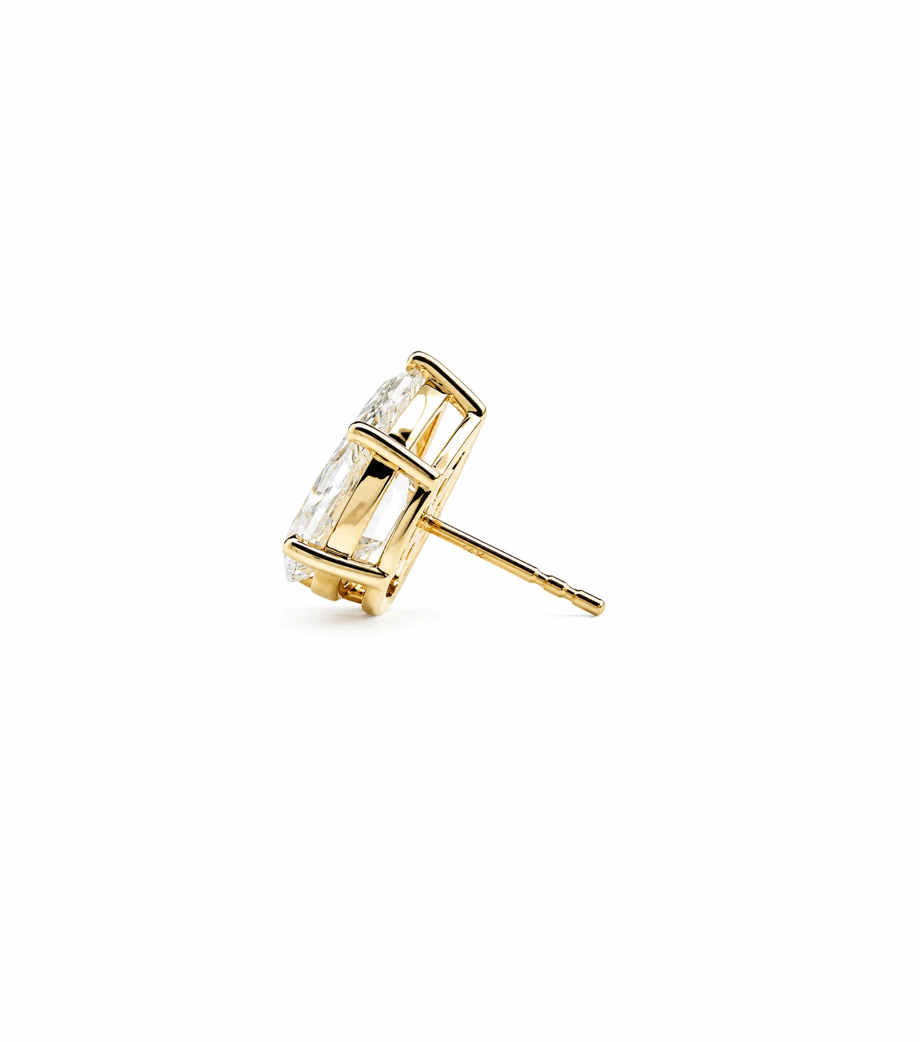 14K Gold Lab Grown Diamond Pear Solitaire Statement bold Studs - 6.0 ct thumbnail 2