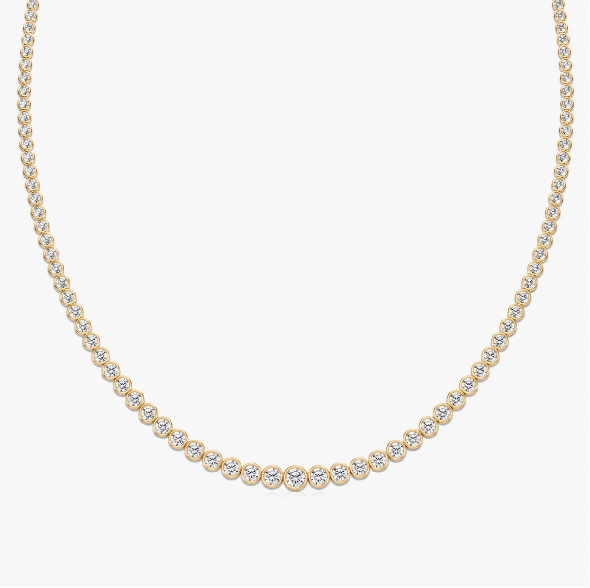 14K Gold Lab Grown Diamond Bezel Setting Graduated Tennis Necklace - 7.00 ct product image 1