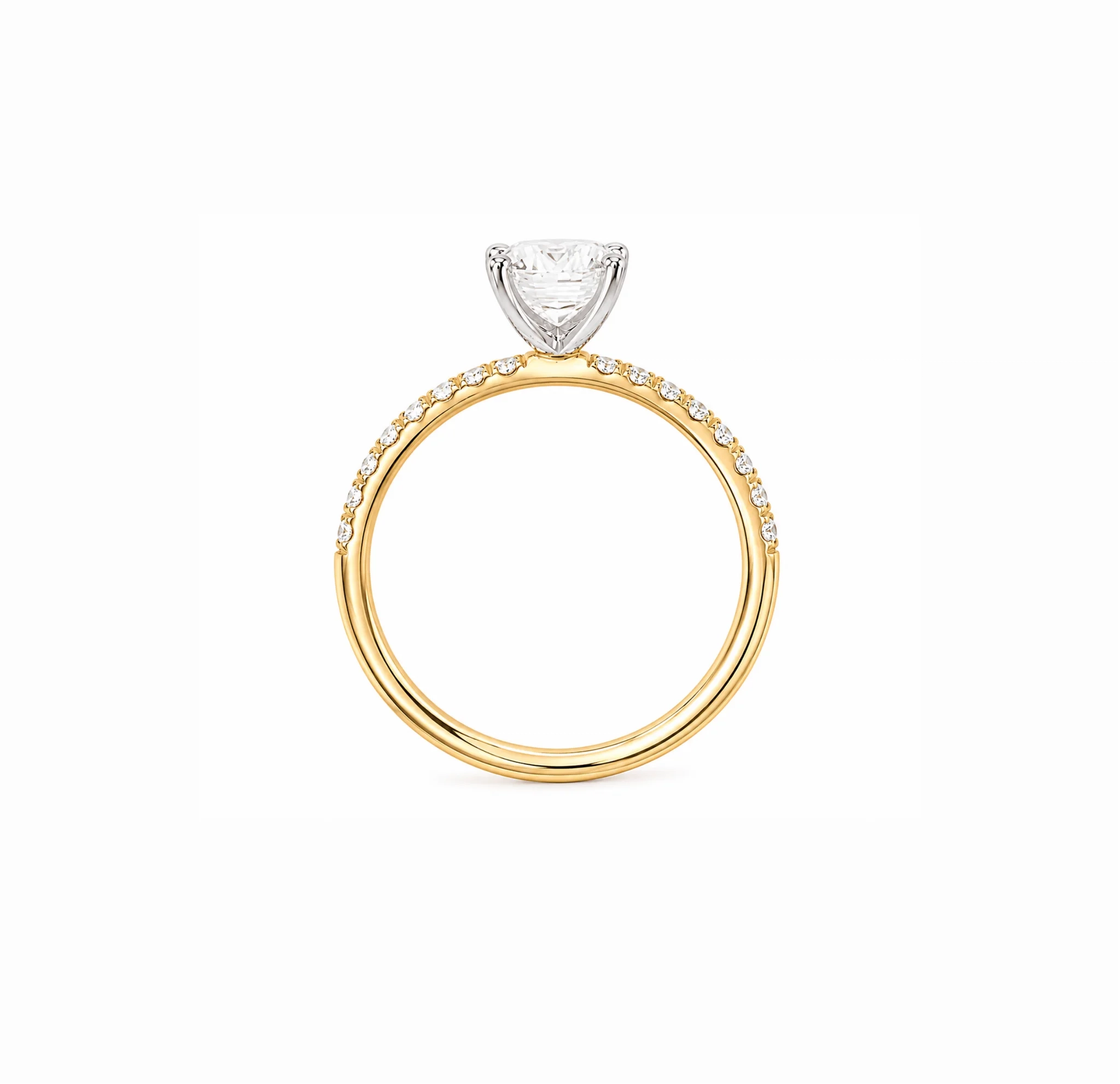 14K Gold Lab Grown Emerald Diamond Petite Pave Engagement Ring - 1.0 ct thumbnail 3