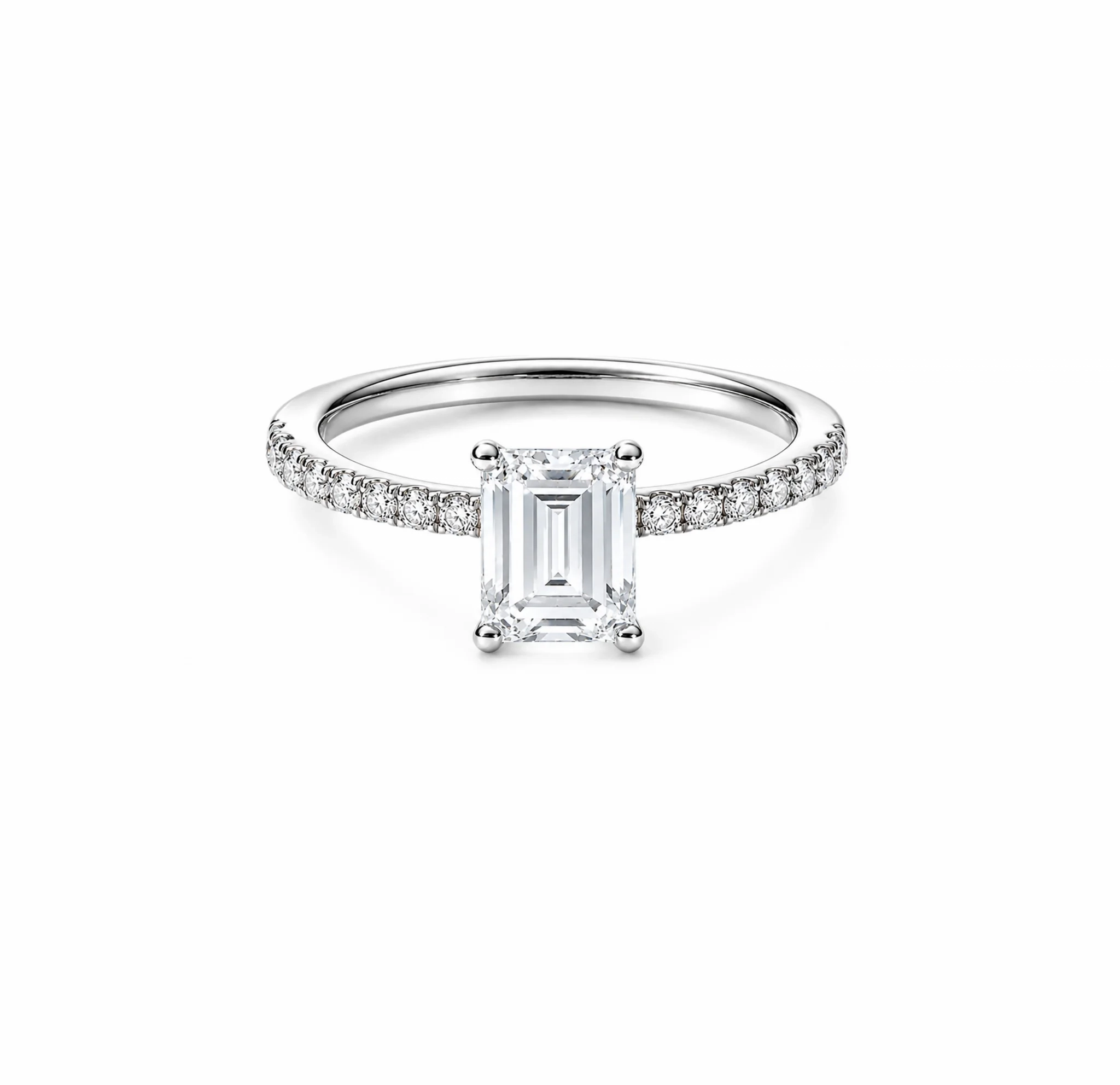 14K Gold Lab Grown Emerald Diamond Petite Pave Engagement Ring - 2.0 ct product image 1