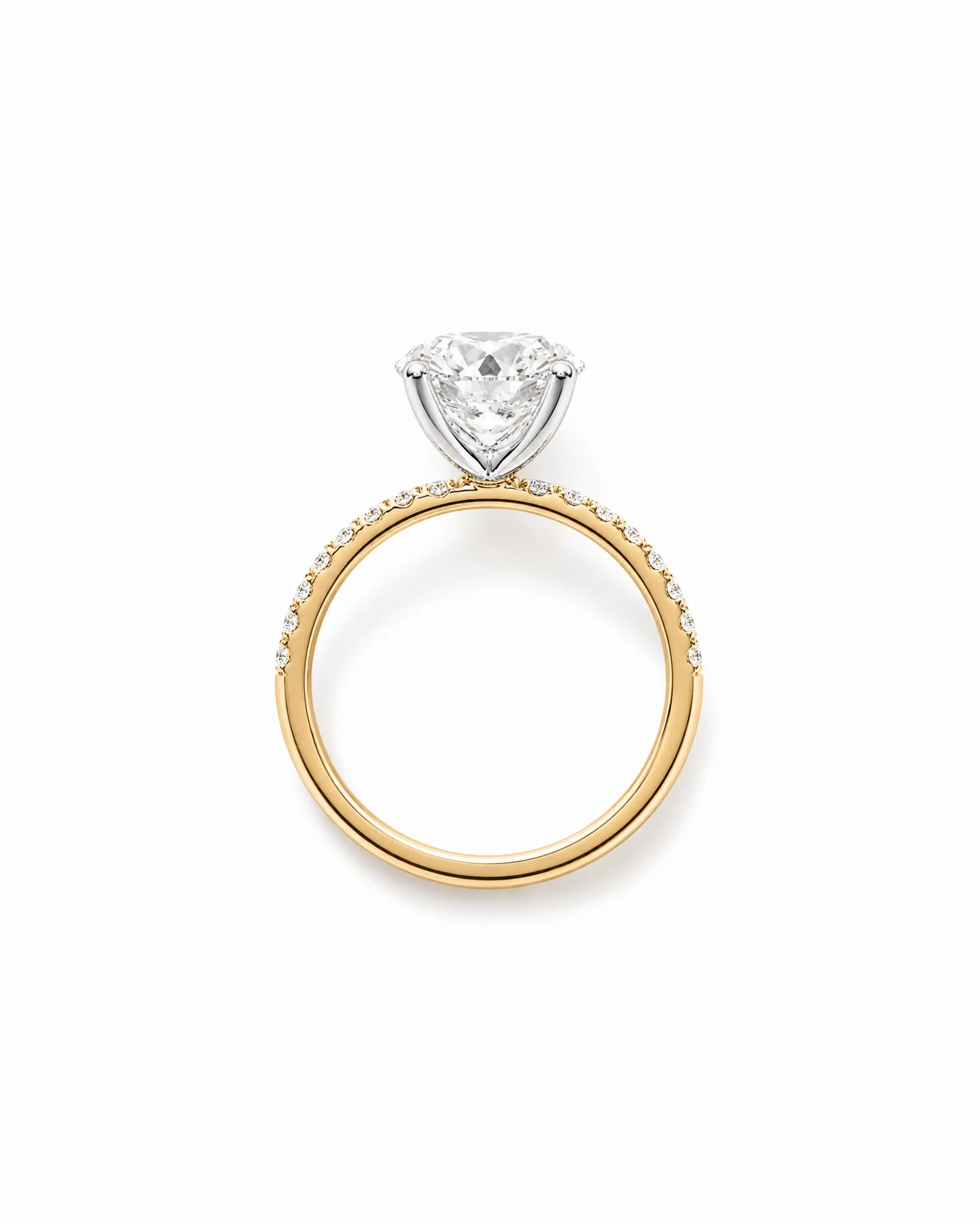 14K Gold Lab Grown Round Diamond Petite Pave Engagement Ring - 1.5 ct thumbnail 3