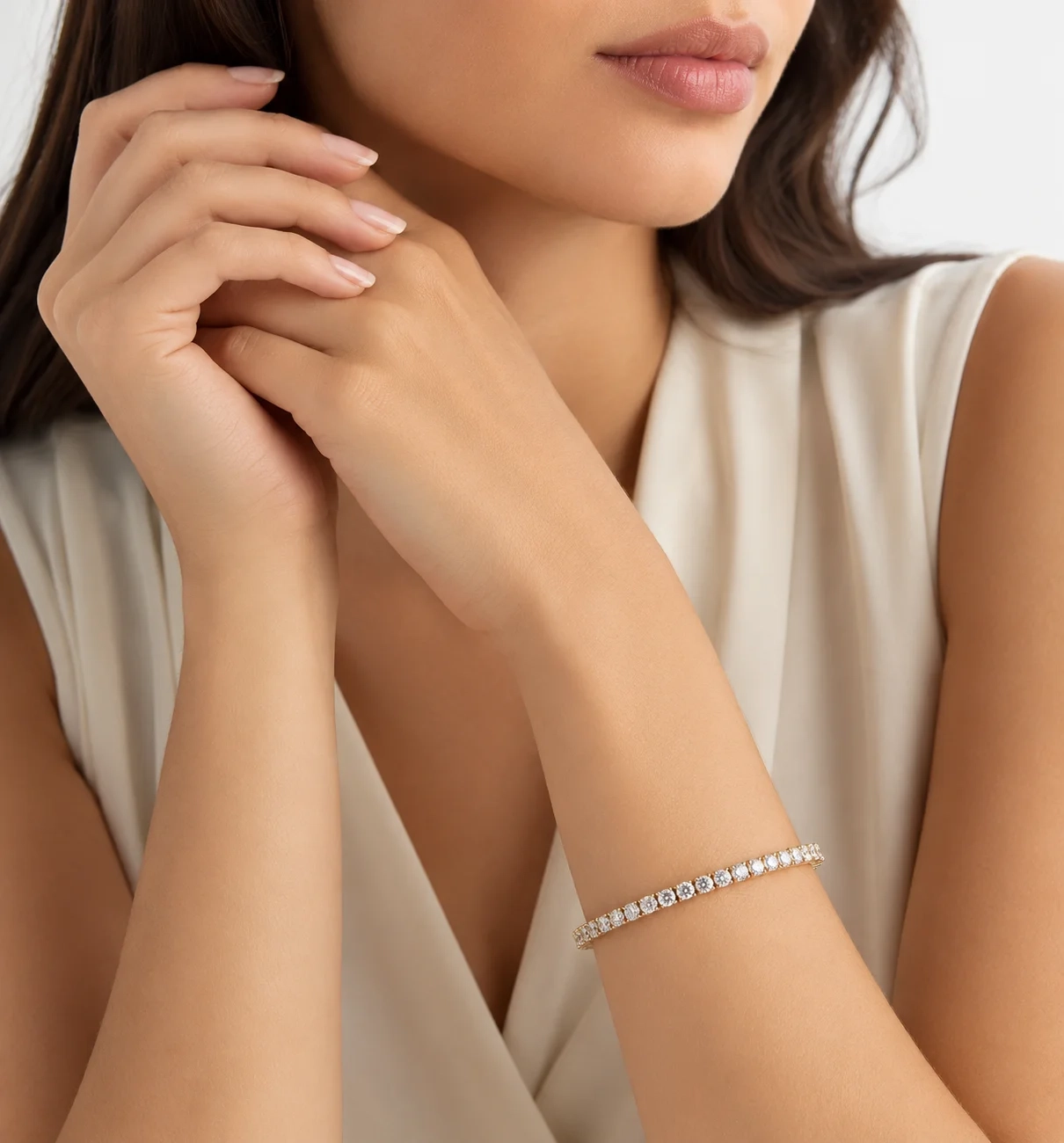 14K Gold Lab Grown Diamond Tennis Bracelet-15.00 ct thumbnail 3