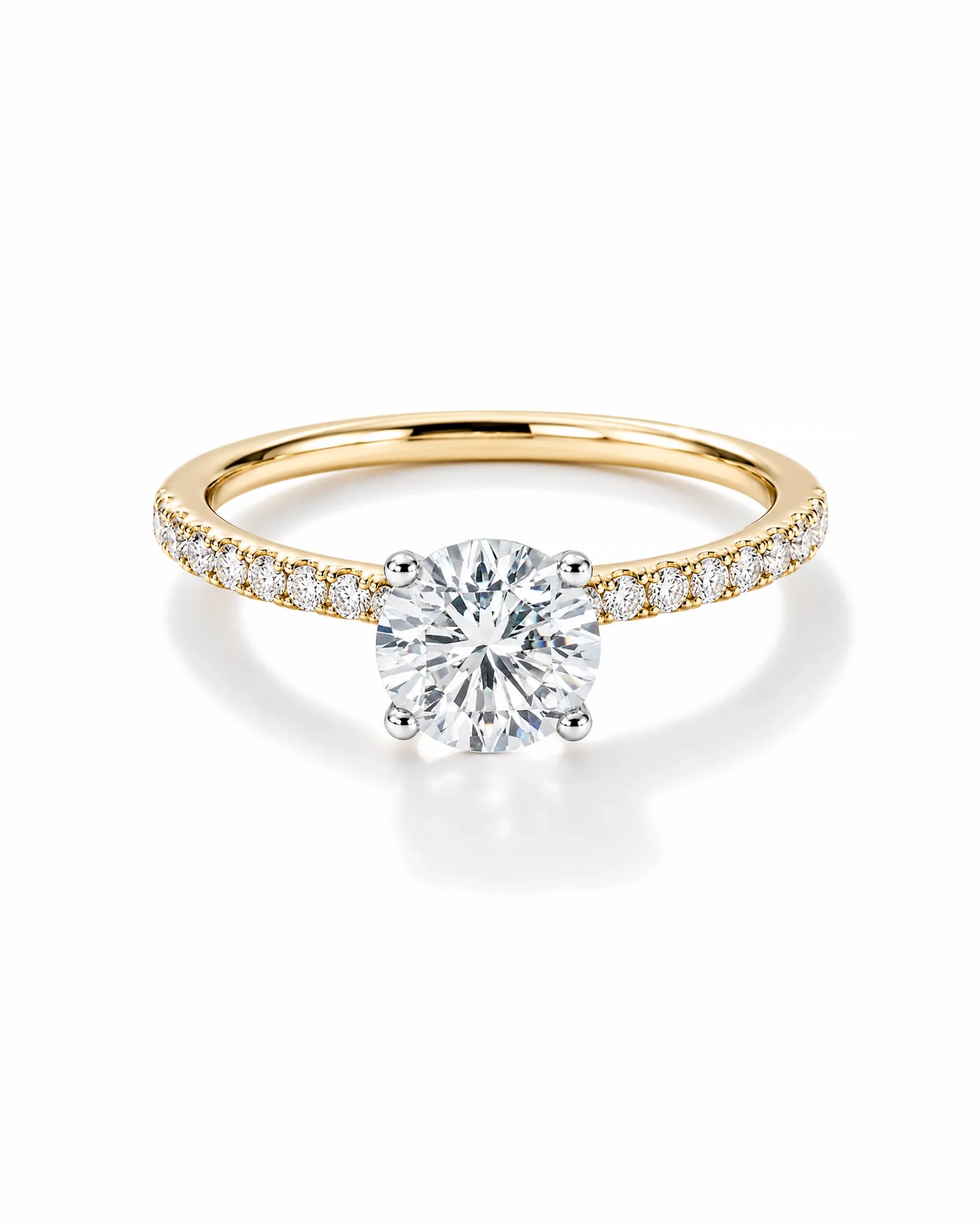 14K Gold Lab Grown Round Diamond Petite Pave Engagement Ring - 1.5 ct product image 1