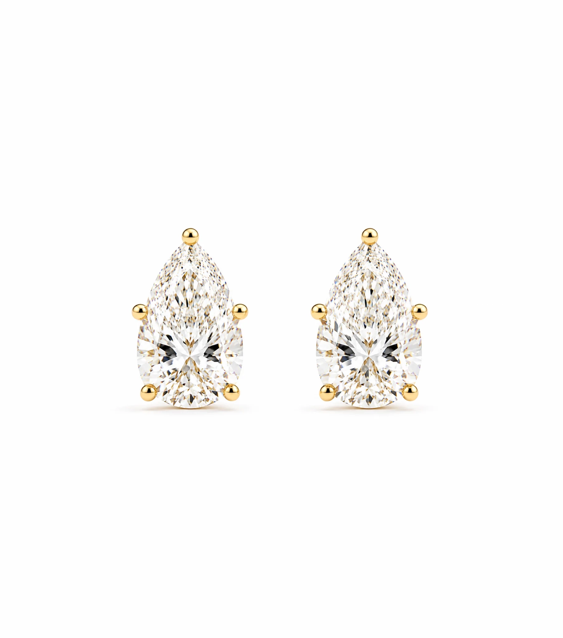 14K Gold Lab Grown Diamond Pear Solitaire Statement bold Studs - 6.0 ct product image 1