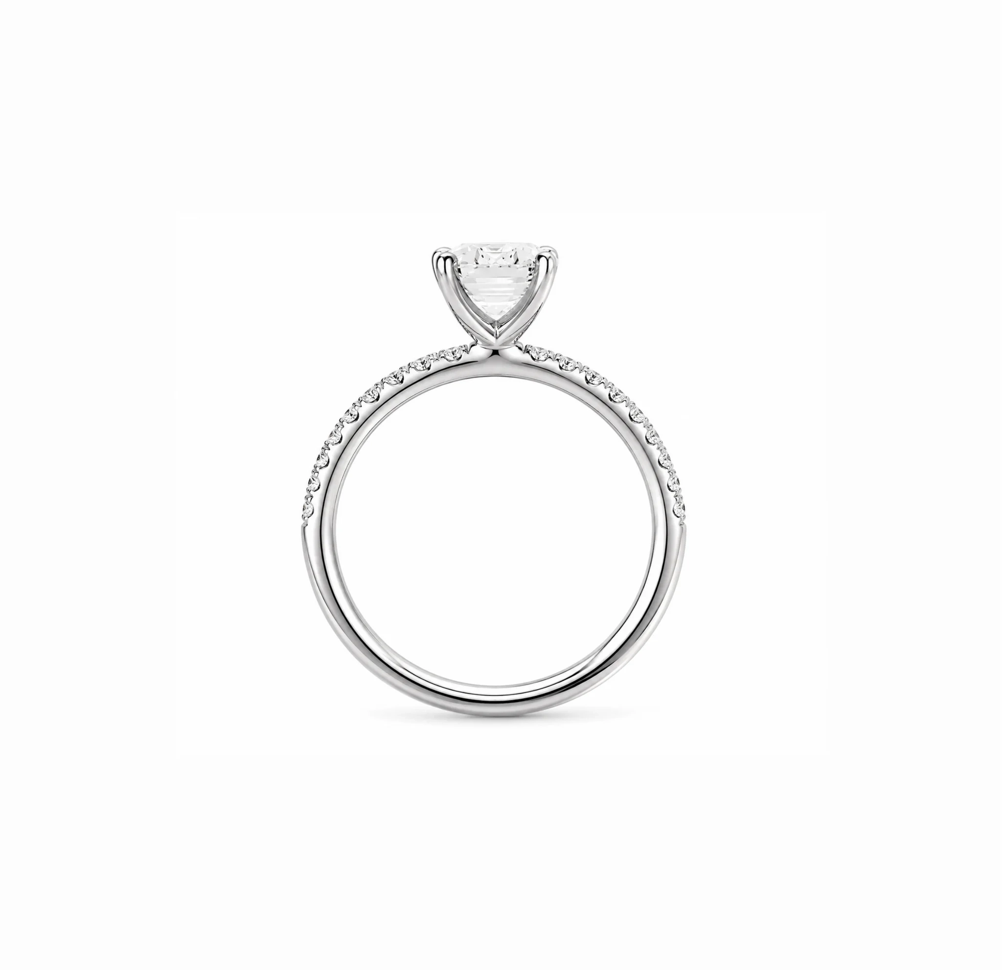 14K Gold Lab Grown Emerald Diamond Petite Pave Engagement Ring - 2.0 ct thumbnail 3