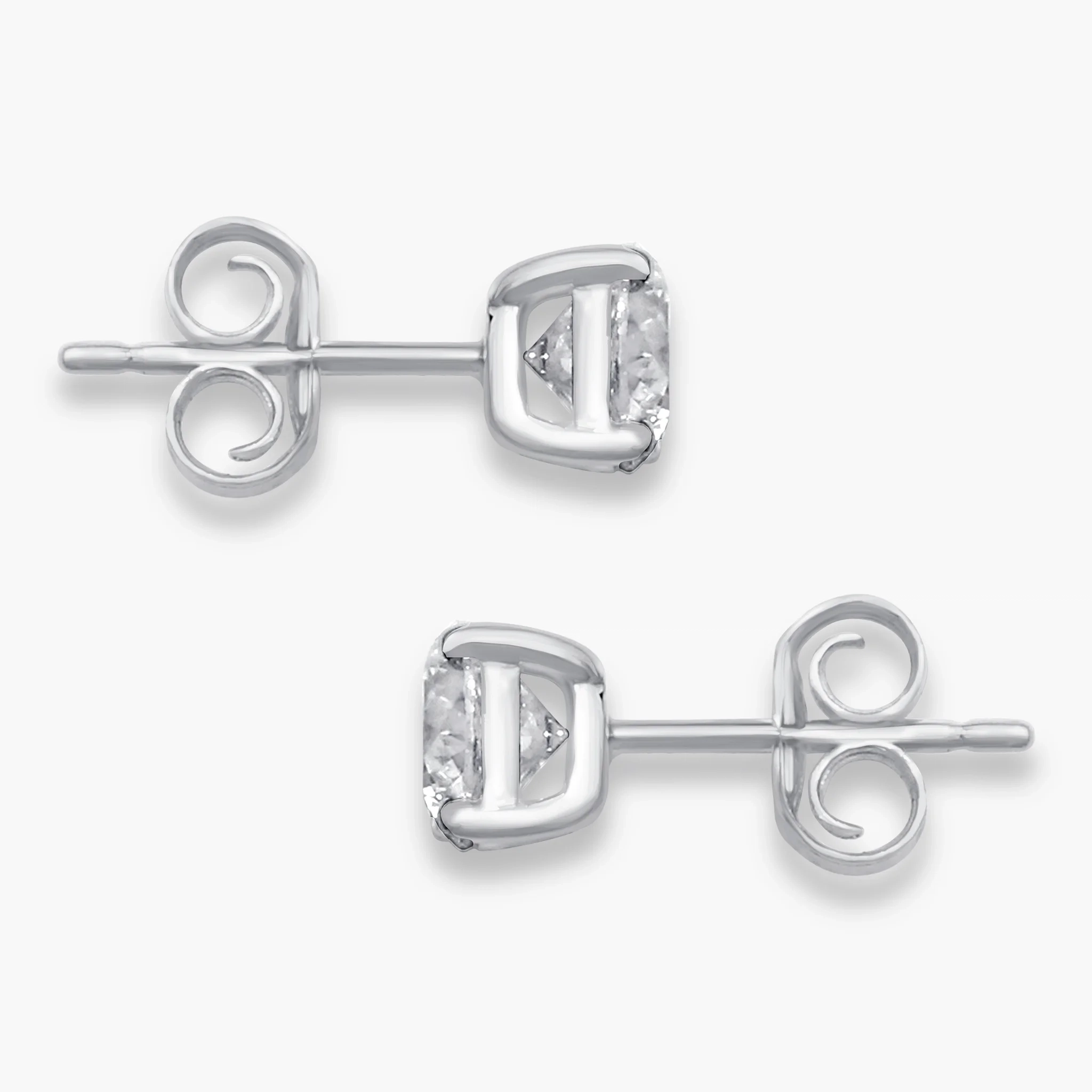 14K Gold Lab Grown Diamond classic Four-Prong Solitaire Studs - 4.0 ct thumbnail 2