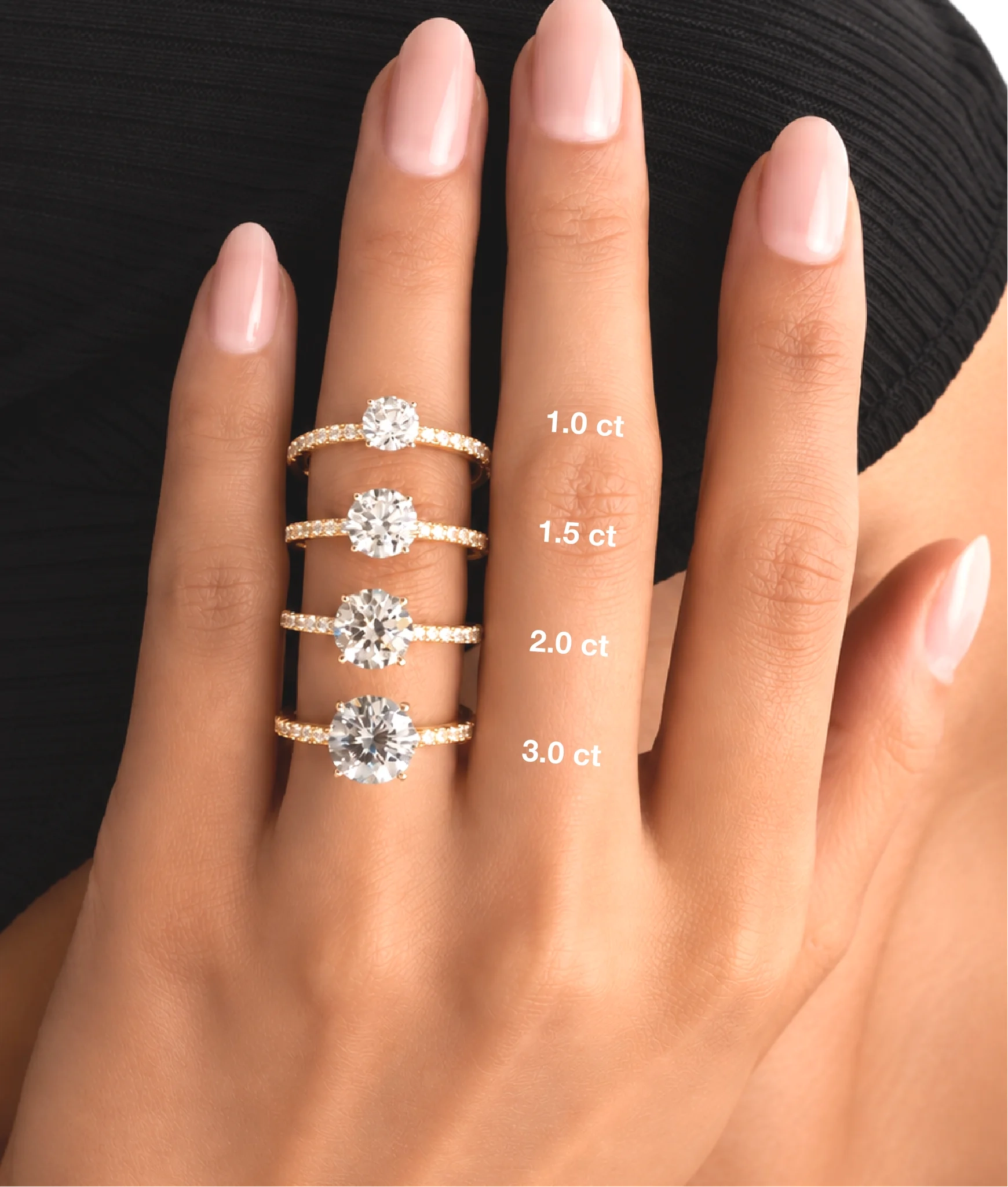 14K Gold Lab Grown Round Diamond Petite Pave Engagement Ring - 1.0 ct thumbnail 4